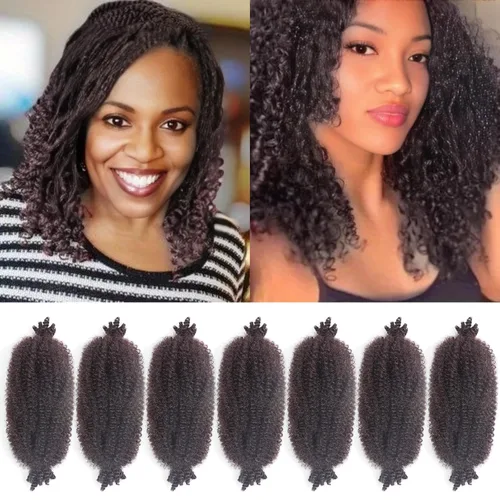 Miniatura 53 de 3 paquetes de cabello trenzado Marley Twist de 8 pulgadas, cabello afro twist elástico preseparado para rastas suaves de imitación, cabello
