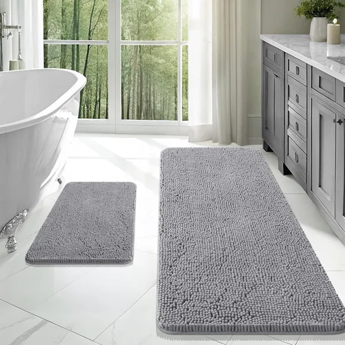 Miniatura 169 de OLANLY Juego de alfombras de baño de 2 piezas, alfombras de baño de chenilla suave y absorbente y alfombra de contorno en forma de U para inodoro
