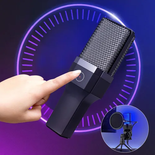 Miniatura 6 de Micrófono USB para juegos, micrófono de condensador de podcast con brazo de brazo, micrófono de computadora de PC de recolección cardioide