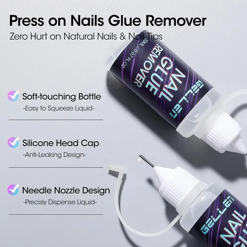 Miniatura 2 de Gellen Pinpoint - Removedor de pegamento de uñas para prensas, 0.68 onzas líquidas sin acetona, removedor de pegamento suave, removedor