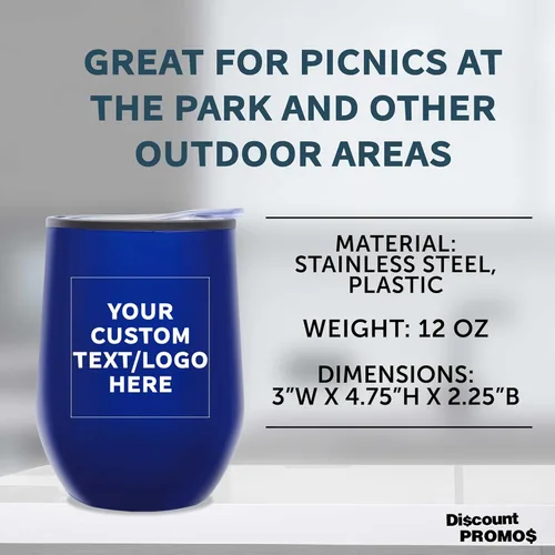 Miniatura 4 de DISCOUNT PROMOS Vasos de vino personalizados sin tallo de 12 onzas, juego de 6/12/24, paquete a granel personalizado, aislados, perfectos para vino