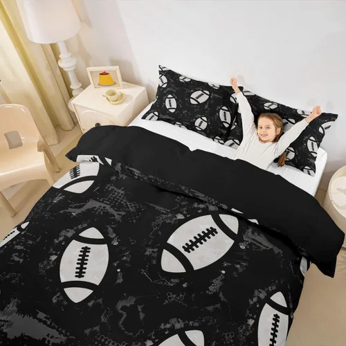 Miniatura 18 de Erosebridal Sports Duvet Cover Football Patchwork Bedding Sets, Geometric Ball Pattern Bed Cover Rugby Game Bed Set Twin