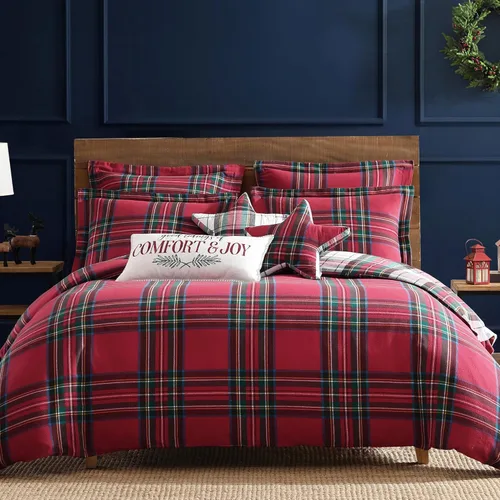 Miniatura 9 de Levtex Home - Spencer Plaid Navy - Juego de edredón individual (68x88 pulgadas) + una funda de almohada (20x26 pulgadas) - A cuadros - Rojo, verde