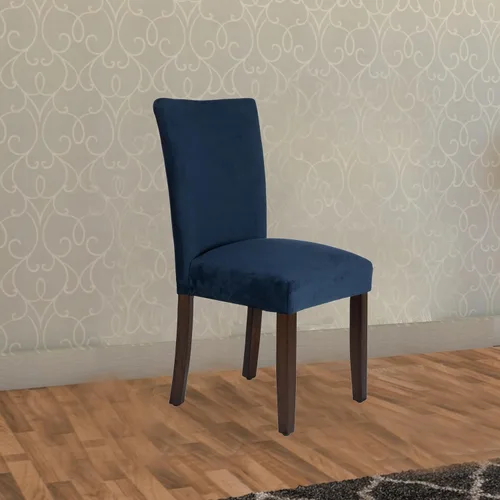 Miniatura 240 de Homepop Silla de comedor con detalles festoneados, sillas de comedor Parsons tapizadas, muebles decorativos para el hogar, tejido gris claro