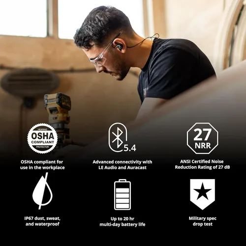 Miniatura 3 de ISOtunes PRO 3.0 Bluetooth Protección Auditiva - Tapones Aprobado por OSHA con 20 Horas de Vida de Batería, Protección Auditiva Bluetooth