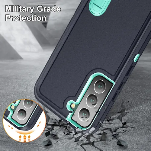 Miniatura 6 de BaHaHoues Funda con soporte integrado para Samsung Galaxy S22 5G de 6.1 pulgadas, a prueba de golpes, polvo y caídas, de grado militar