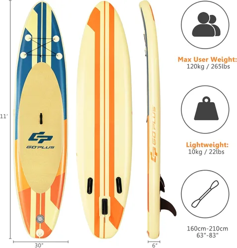 Miniatura 9 de Goplus Tabla de remo inflable de pie, 10/10.5 pies/11 pies SUP 6 pulgadas de grosor con accesorios de primera calidad, paleta de aluminio ajustable