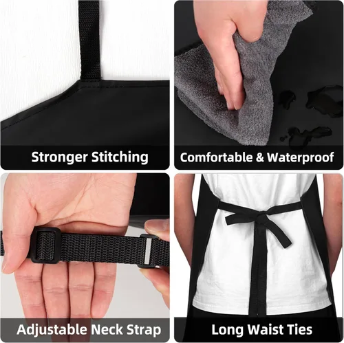 Miniatura 5 de Delantal Impermeable de Servicio Pesado - para Adultos Unisex, Ultraligero, Delantal de Trabajo Industrial Resistente a Químicos Negro-1 paquete