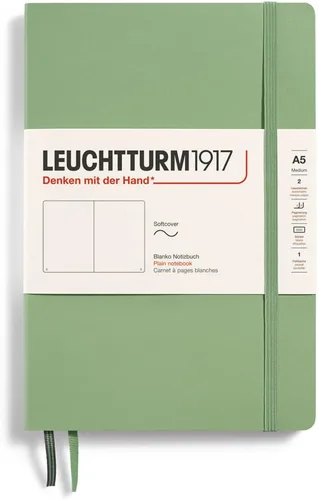 Miniatura 9 de LEUCHTTURM1917 - Cuaderno mediano A5 de tapa blanda, 123 páginas numeradas para escribir y llevar un diario (color negro, cuadriculado)