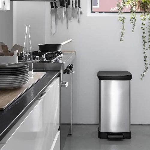 Miniatura 11 de Curver Tapa en acero inoxidable como acabado, reciclaje perfecto para uso doméstico en interiores para eliminación de basura, 50 litros, metálico