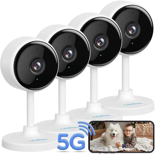litokam Cámaras interiores para seguridad del hogar con visión nocturna, cámara para mascotas con aplicación para teléfono, cámara de seguridad WiFi