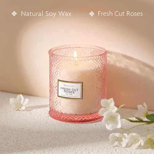 Miniatura 3 de Velas perfumadas con aroma a rosas, velas rosas de regalo para mujeres, vela decorativa de lujo de gran tamaño para el Día de San Valentín en 2-Rosa