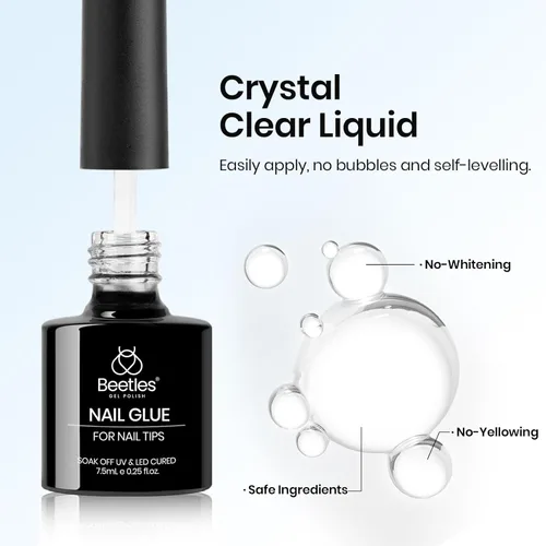 Miniatura 6 de beetles Gel Polish Pegamento para uñas de gel 9 en 1 para puntas de uñas acrílicas transparentes, pegamento para uñas con brocha súper fuerte