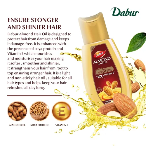 Miniatura 3 de Dabur Aceite capilar de almendras – Elixir de aceite hidratante natural, fortalecedor y capilar para un cuero cabelludo saludable, promueve