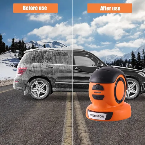 Miniatura 7 de YEECOPON Rascador de hielo eléctrico 3 en 1 para automóviles y hogar - Descongelador de mano inalámbrico, limpiador y pulidor, motor de 500 RPM