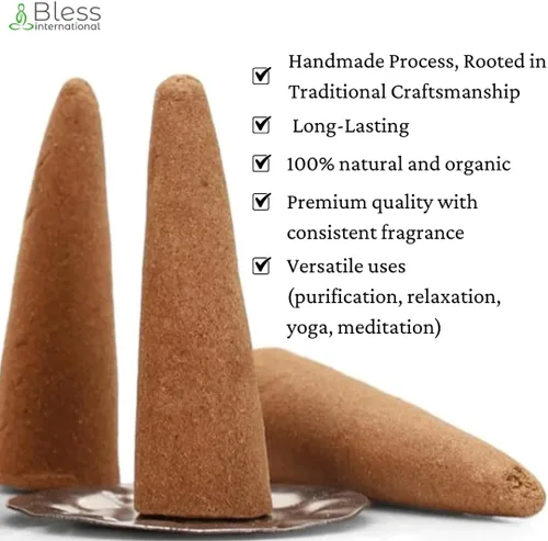 Miniatura 5 de Bless International Rose and Vertiver 100% - Conos de incienso naturales hechos a mano sumergidos a mano orgánicos sin productos químicos