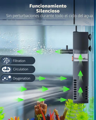 Miniatura 5 de Pawfly Filtro Interno de Acuario, Filtro de Potencia Sumergible con Bomba de Agua de 55 GPH para Filtración, Circulación y Oxigenación de Tanques