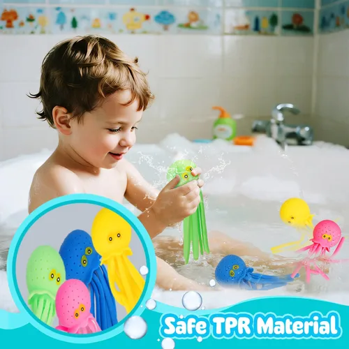 Miniatura 3 de 4 piezas de bolas de agua de pulpo, juguete de baño, alivio del estrés sensorial, flotante para piscina, playa, bañera, bomba de agua reutilizable