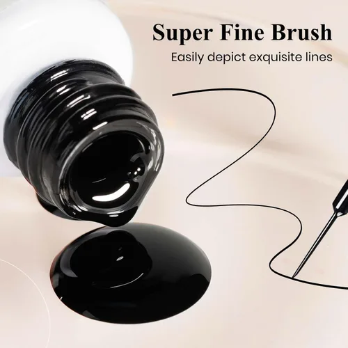 Miniatura 6 de MIZHSE Gel Liner Nail Art Polish Pintura en gel en blanco y negro para uñas, diseño de líneas de remolino, pintura de puntos, kit de manicura