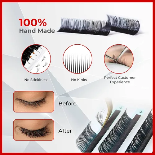 Miniatura 2 de THE LASH SUPPLY Suministros profesionales de extensiones de pestañas clásicas, rizo C/J/LD/D, 0.315-0.787 in de longitud, 0.15/0.20 de grosor
