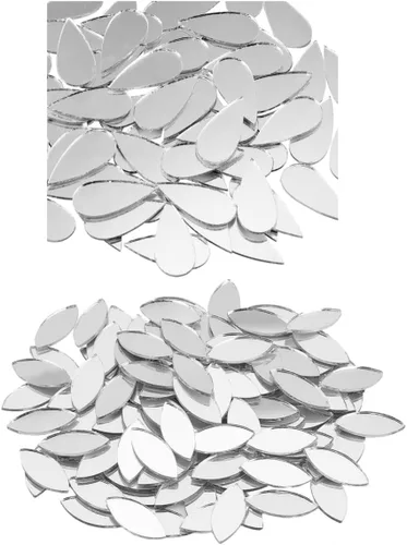 OLYCRAFT 300 piezas de lágrima y hoja de artesanía espejos pequeños azulejos de espejo mini azulejos de espejo de vidrio DIY espejo lágrima mini