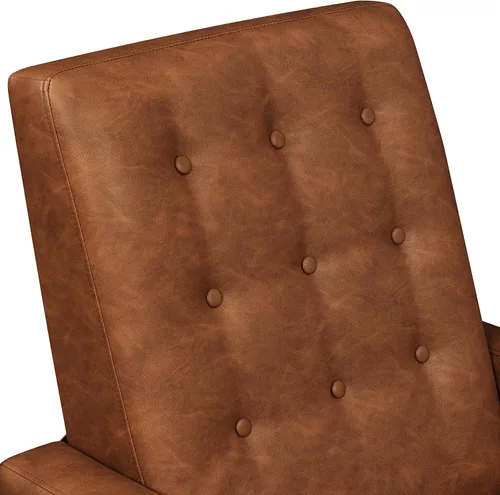 Miniatura 8 de Yaheetech - Sofá reclinable de cuero sintético, silla reclinable individual moderna de mediados de siglo, respaldo y reposapiés ajustables, sofá
