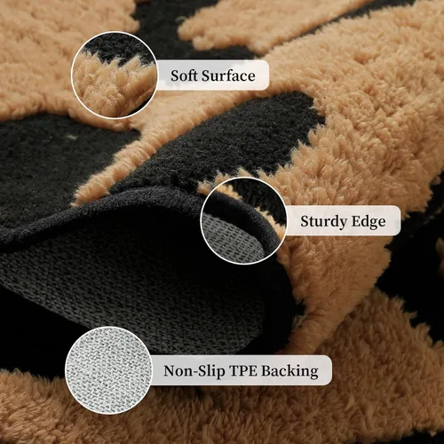 Miniatura 6 de YIHOUSE Alfombras de leopardo de 6 x 9 pies, alfombra suave de felpa lavable de pelo alto y bajo, antideslizante, no desprende pelusa, alfombra