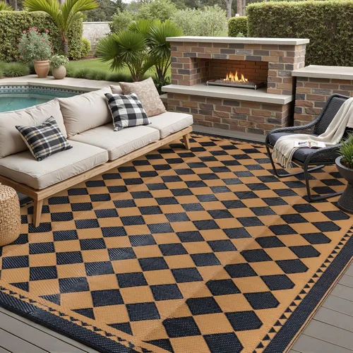 Miniatura 16 de HUGEAR Alfombra para RV Exterior Tapete Impermeable Alfombras para Exteriores 9'x12' para Patios Liquidación Alfombra Exterior Alfombras de Camping