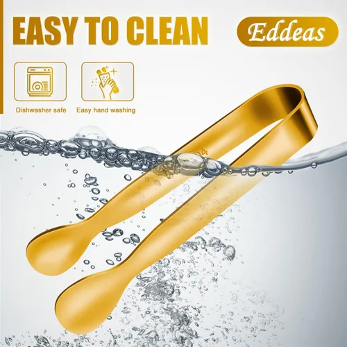 Miniatura 8 de EDDEAS 12 pinzas pequeñas para servir, minipinzas doradas de 4.3 pulgadas, pinzas de cocina doradas para servir alimentos, barra de café, fiesta