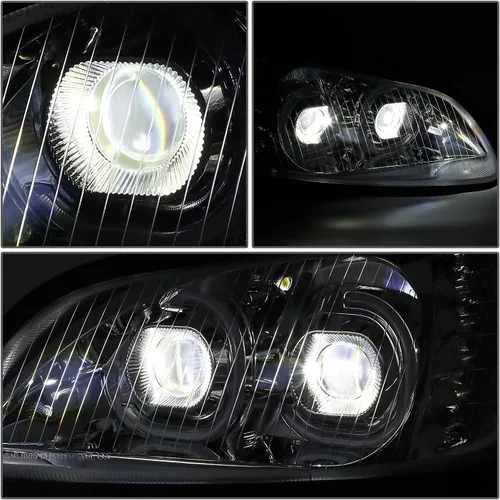 Miniatura 4 de DNA MOTORING - HL-HAY-015-CH Par de faros delanteros LED de halo dual DRL con señal de giro, haz alto/bajo, proyector compatible con Freightliner M2