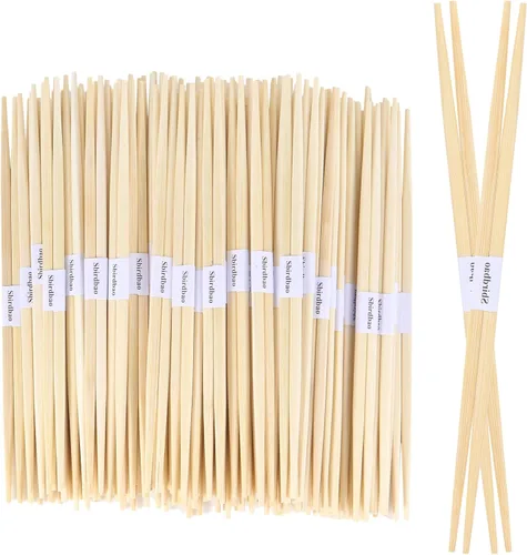 Miniatura 8 de 100 pares de palillos desechables de bambú separados con banda de papel para ir palillos de doble punta, 9.5 pulgadas (marrón)
