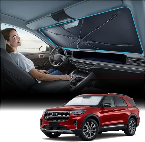 Miniatura 49 de Nmoiss [Escudo térmico con revestimiento de vinilo] Parasol para parabrisas personalizado para Mazda 3, protege el automóvil de los rayos solares
