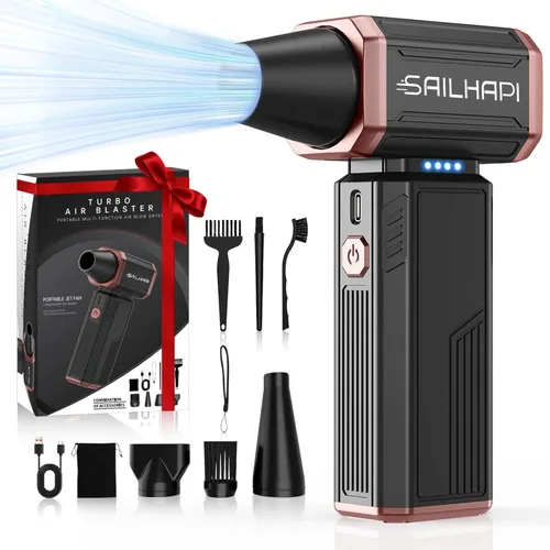 Plumero de aire comprimido 300000RPM, soplador inalámbrico de alta velocidad para peluquero con velocidad variable, soplador de polvo eléctrico para