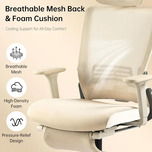 Miniatura 7 de Silla de oficina plegable con reposapiés, silla de oficina ergonómica con soporte lumbar ajustable, reposacabezas, reposabrazos, silla de escritorio