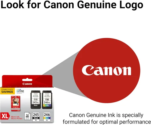 Miniatura 4 de Canon PG-245 XL / CL-246 XL - Paquete económico de tinta auténtica (2 cartuchos) con papel fotográfico de 50 hojas, compatible con iP2820