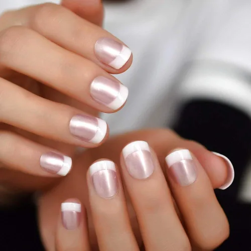 Miniatura 11 de Coolnail Uñas acrílicas clásicas a presión con flores cortas, uñas cuadradas de diseño natural, uñas postizas con purpurina para uso diario