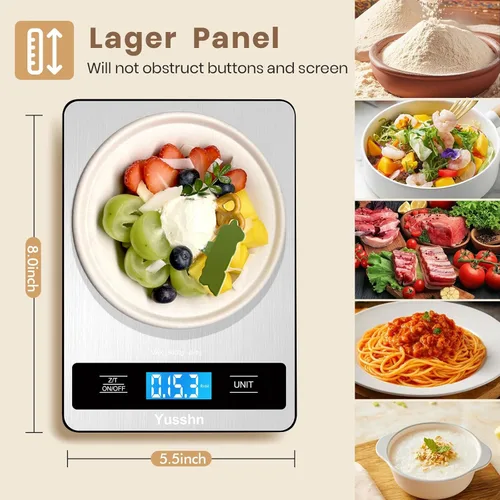 Miniatura 4 de Báscula de alimentos, báscula de cocina de 11 libras con precisión de 0.05 oz/1 g, 6 unidades de función de tara y pantalla LCD, báscula digital