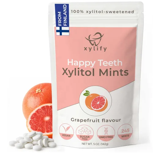 Miniatura 10 de Mentas de xilitol para el cuidado oral - Sabor bayas silvestres, 100% xilitol endulzado, caramelo sin azúcar, mentas dentales Happy Teeth