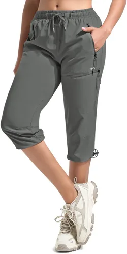 Miniatura 13 de BVVU Pantalones cargo capri de senderismo para mujer, ligeros, de secado rápido, pantalones deportivos impermeables para exteriores, pantalones