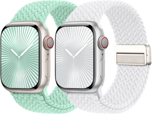 Miniatura 30 de Bandas elásticas trenzadas con cierre magnético compatibles con Apple Watch de 1.496 pulgadas, 1.575 pulgadas, 1.614 pulgadas, 1.654 pulgadas, 1.732