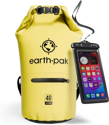 Miniatura 14 de Earth Pak Bolsa seca impermeable con bolsillo con cremallera, mochila impermeable para mantener el equipo seco Amarillo