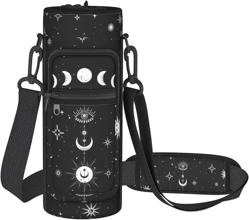 Miniatura 28 de Goth Moon Botella de agua de medio galón con funda - Botella de agua con tapa abatible sin BPA de 32 onzas - con marcador de tiempo, jarra de agua a