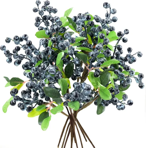 Miniatura 14 de FiveSeasonStuff 10 ramitas de bayas de acebo artificiales verde manzana
