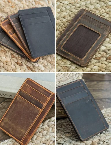 Miniatura 43 de Carteras de cuero genuino hechas a mano, tarjeteros minimalistas y fundas para pasaporte, regalo hecho a mano