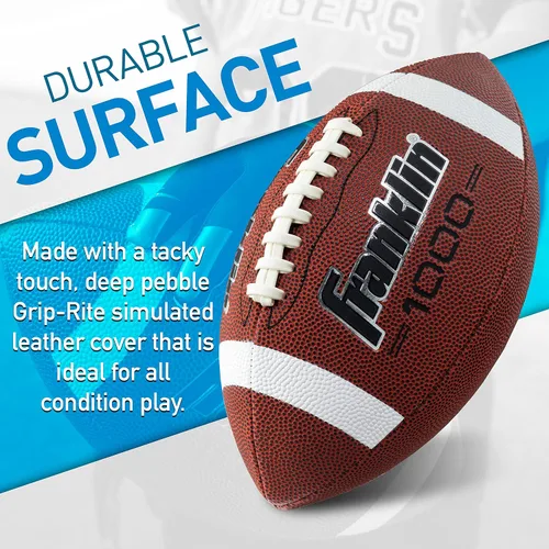 Miniatura 2 de Franklin Sports Youth + Adult Footballs - Extra Grip 1000 Official Size, Junior + Pee Wee Kids - 1 + 12 Packs Café/Blanco