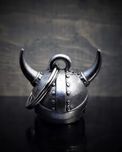 Miniatura 7 de Bravo Bells Viking Helmet Skull Motorcycle Bell - Biker Good Luck Charm Solid pewter biker bell. Includes split ring, velvet gift pouch and legend