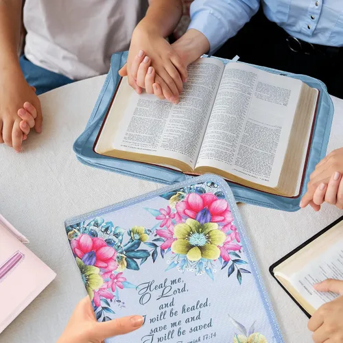 Miniatura 37 de DEHITE Funda para la Biblia para mujer, fundas de tela prémium para la Biblia para niñas, bolsa de transporte para mujer, ranuras para bolígrafos