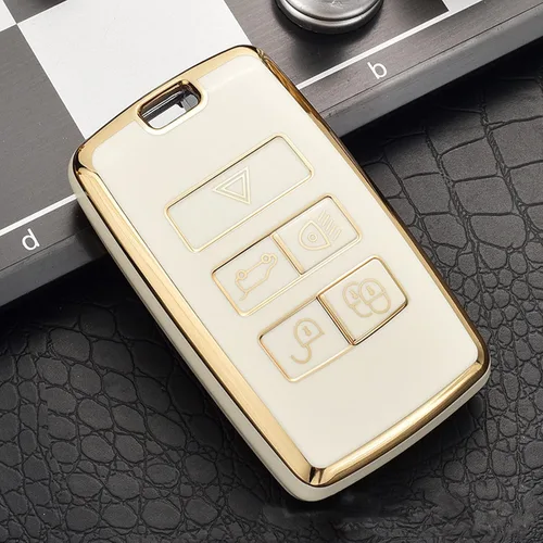 Miniatura 2 de SANRILY Funda para llavero de TPU con borde dorado para Land Range Rover Discovery Rover Sport 2018 2019 y Jaguar XF 2021, accesorios para llaves