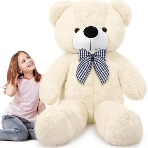 Miniatura 8 de Soulchen Oso gigante de 47 pulgadas, suave, grande, de peluche, de gran tamaño, con lazo, regalo de cumpleaños, baby shower, recuerdos de fiesta