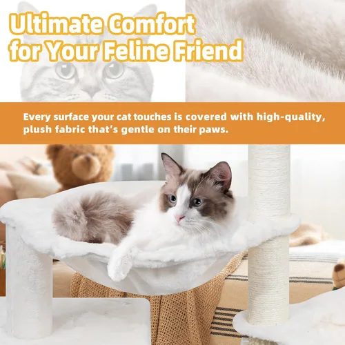 Miniatura 4 de Roypet Árbol para gatos 0111 de 32 pulgadas (beige, 39.4 pulgadas)